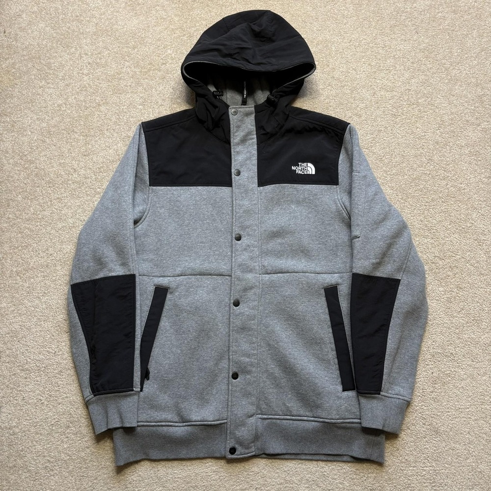 The North Face Jacket Mens XL Gray‎ Black Hooded Full Zip Fleece Lined NF0A3XEF